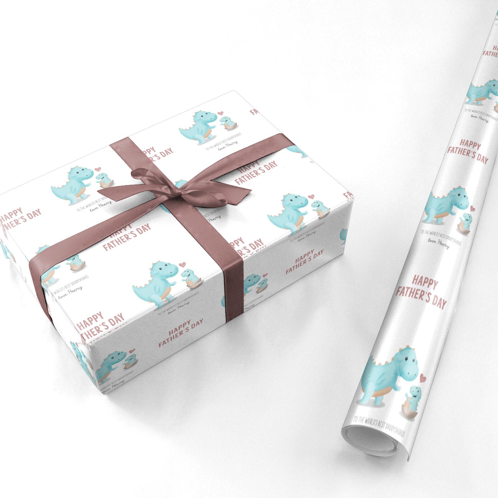 Happy Fathers Day Daddysaurus Personalised Wrapping Paper