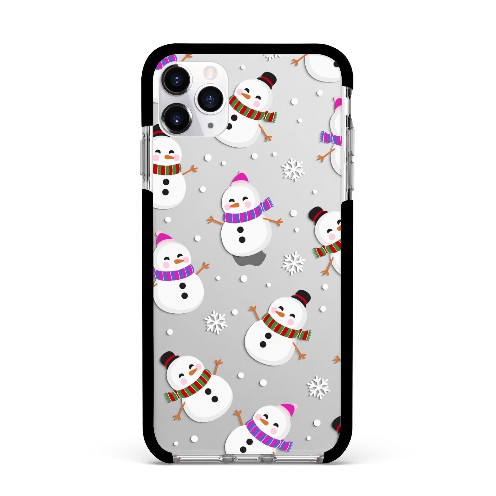 Happy Snowmen Illustrations Apple iPhone 11 Pro Max in Silver with Black Impact Case