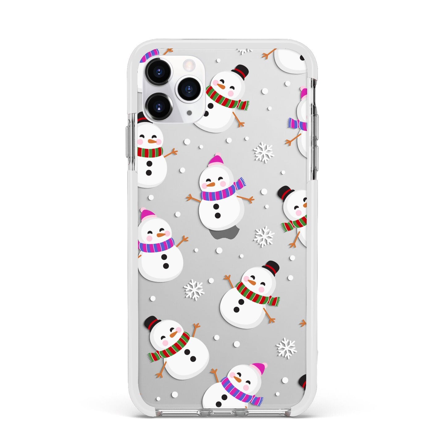 Happy Snowmen Illustrations Apple iPhone 11 Pro Max in Silver with White Impact Case