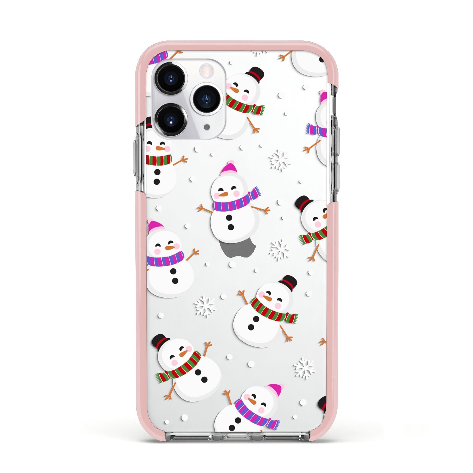 Happy Snowmen Illustrations Apple iPhone 11 Pro in Silver with Pink Impact Case