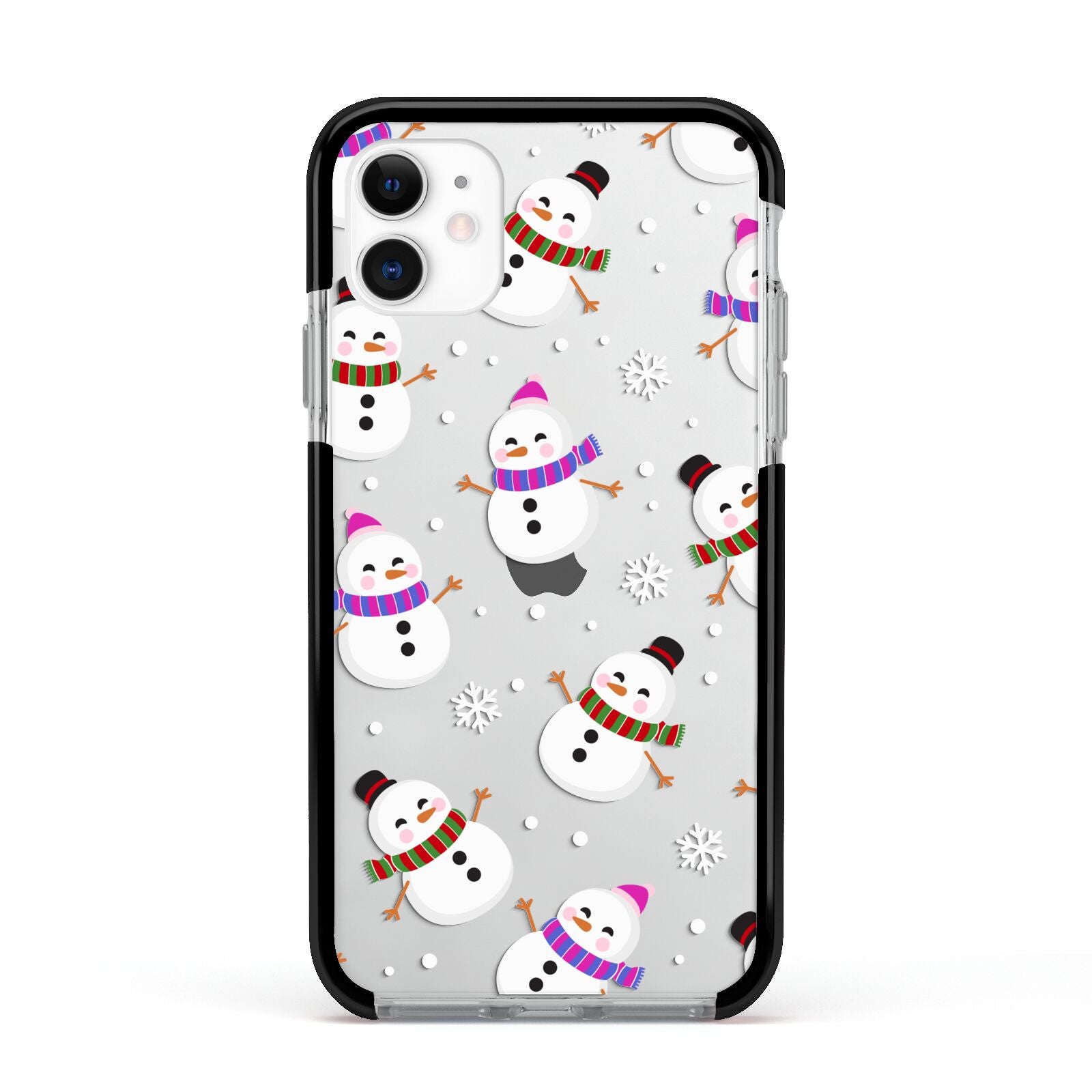 Happy Snowmen Illustrations Apple iPhone 11 in White with Black Impact Case