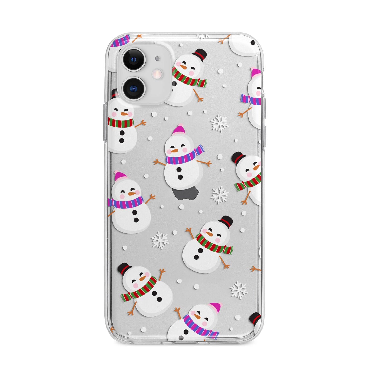 Happy Snowmen Illustrations Apple iPhone 11 in White with Bumper Case