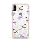 Happy Snowmen Illustrations Apple iPhone Xs Impact Case Pink Edge on Silver Phone
