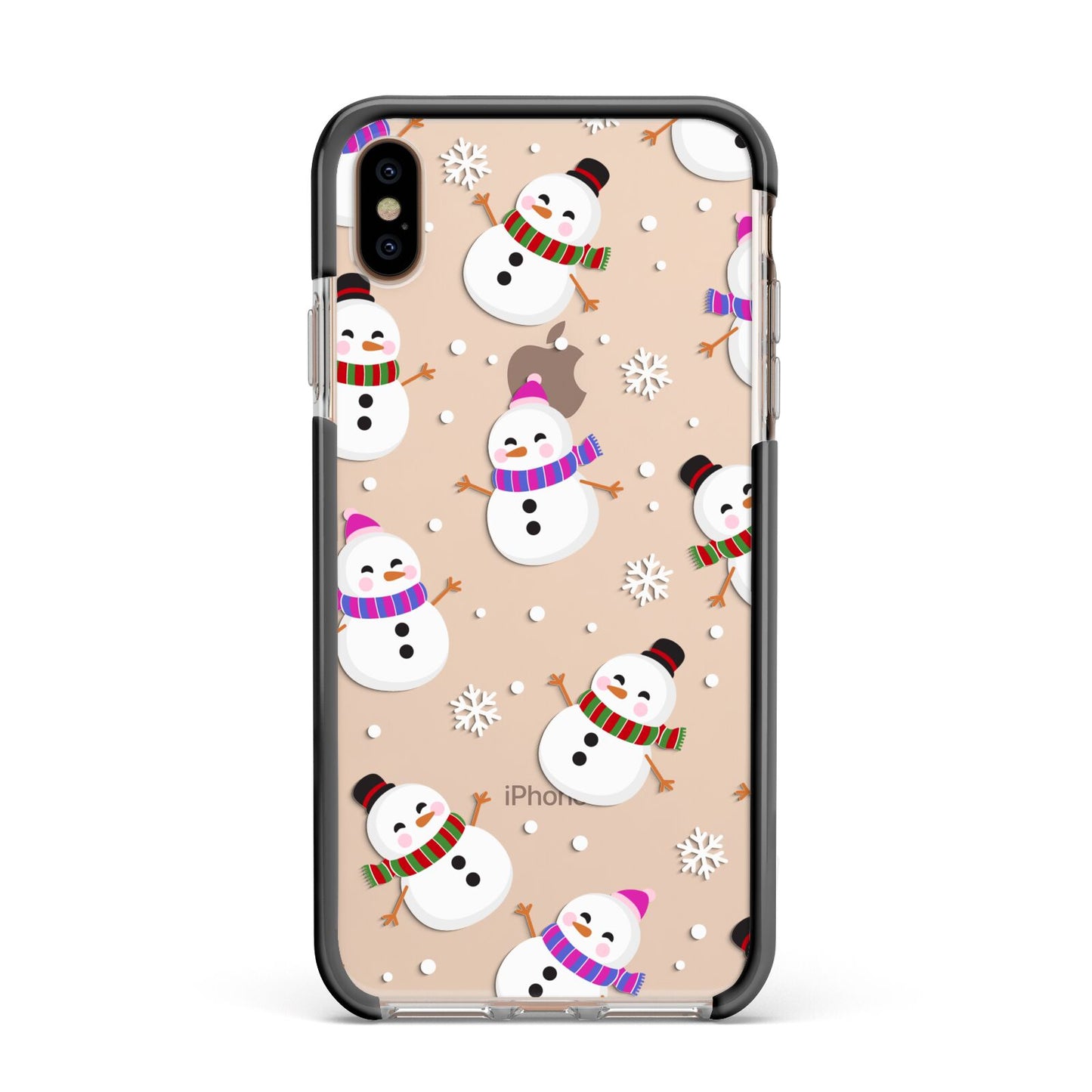 Happy Snowmen Illustrations Apple iPhone Xs Max Impact Case Black Edge on Gold Phone