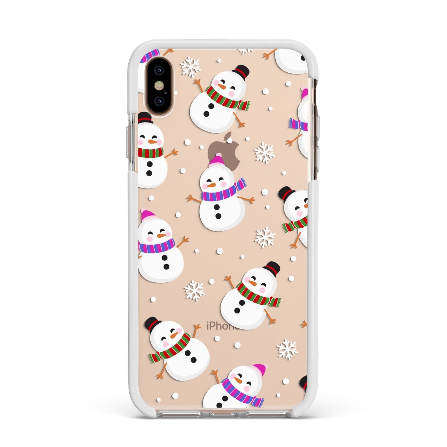 Happy Snowmen Illustrations Apple iPhone Xs Max Impact Case White Edge on Gold Phone