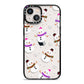 Happy Snowmen Illustrations iPhone 13 Black Impact Case on Silver phone