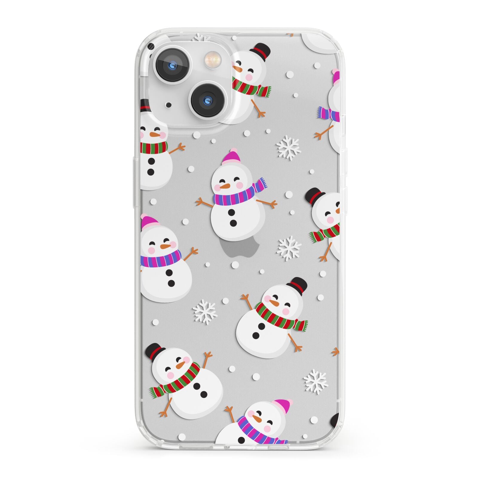 Happy Snowmen Illustrations iPhone 13 Clear Bumper Case