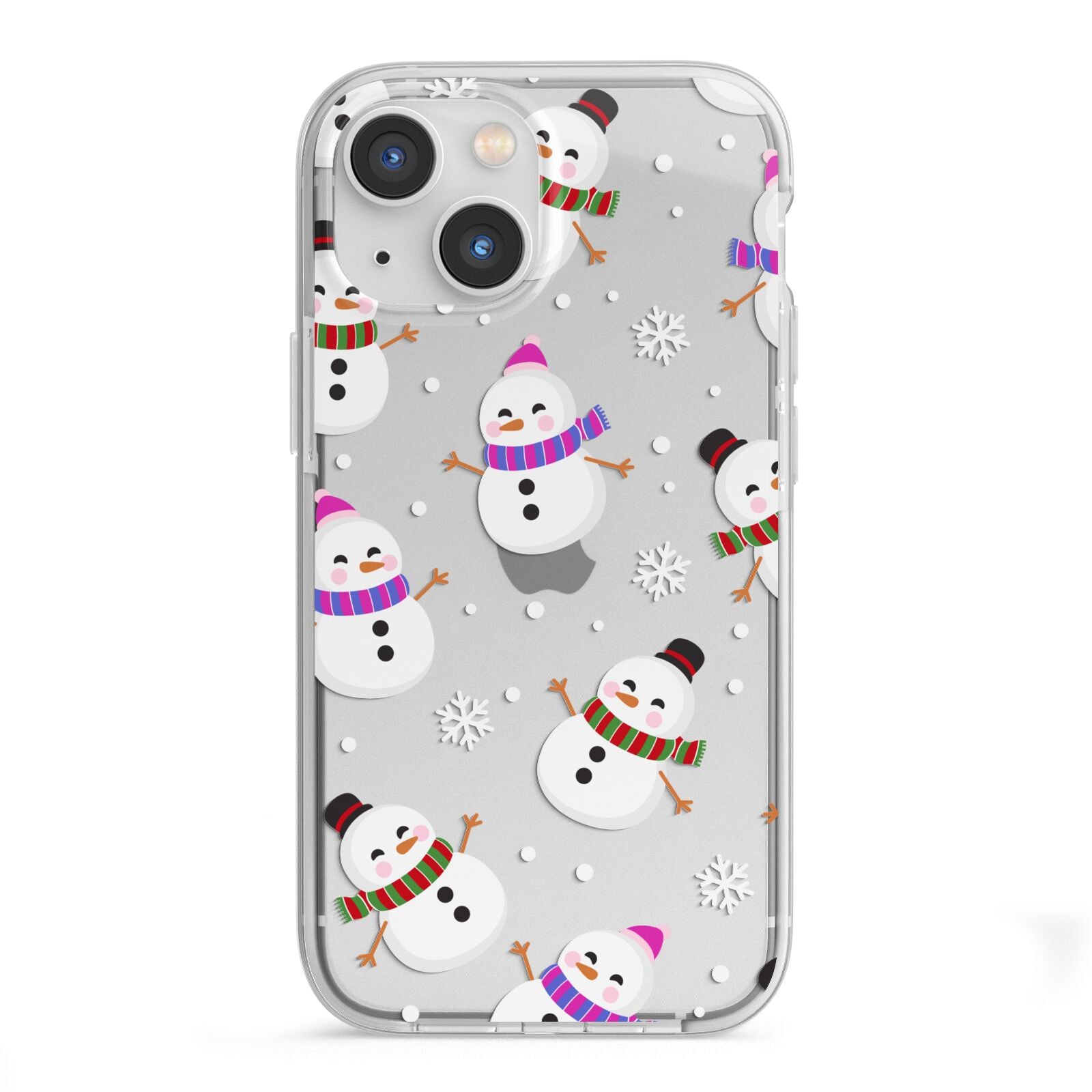 Happy Snowmen Illustrations iPhone 13 Mini TPU Impact Case with White Edges