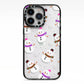 Happy Snowmen Illustrations iPhone 13 Pro Black Impact Case on Silver phone