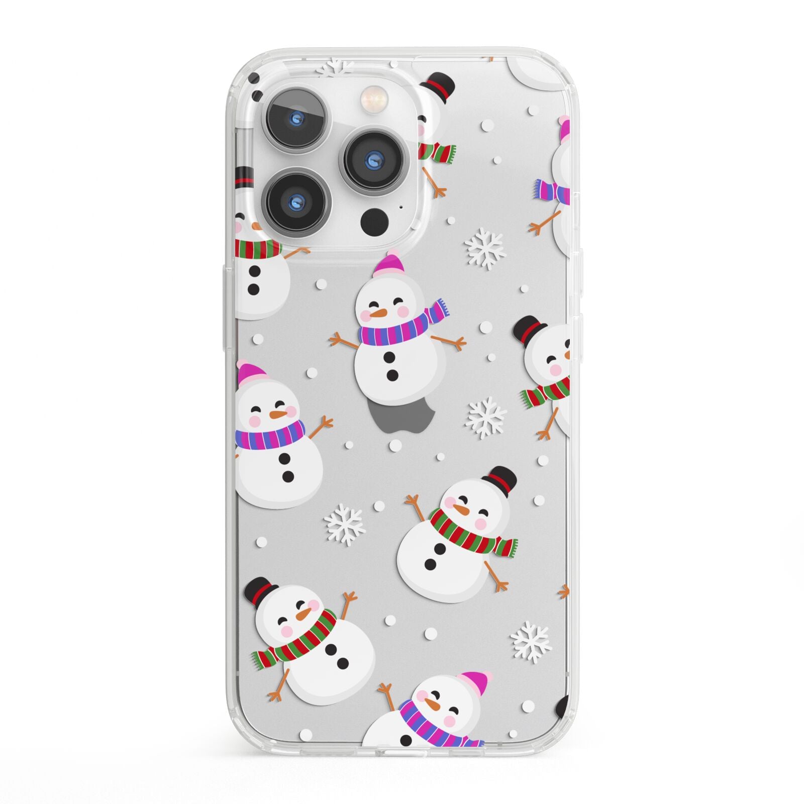 Happy Snowmen Illustrations iPhone 13 Pro Clear Bumper Case