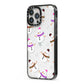 Happy Snowmen Illustrations iPhone 13 Pro Max Black Impact Case Side Angle on Silver phone
