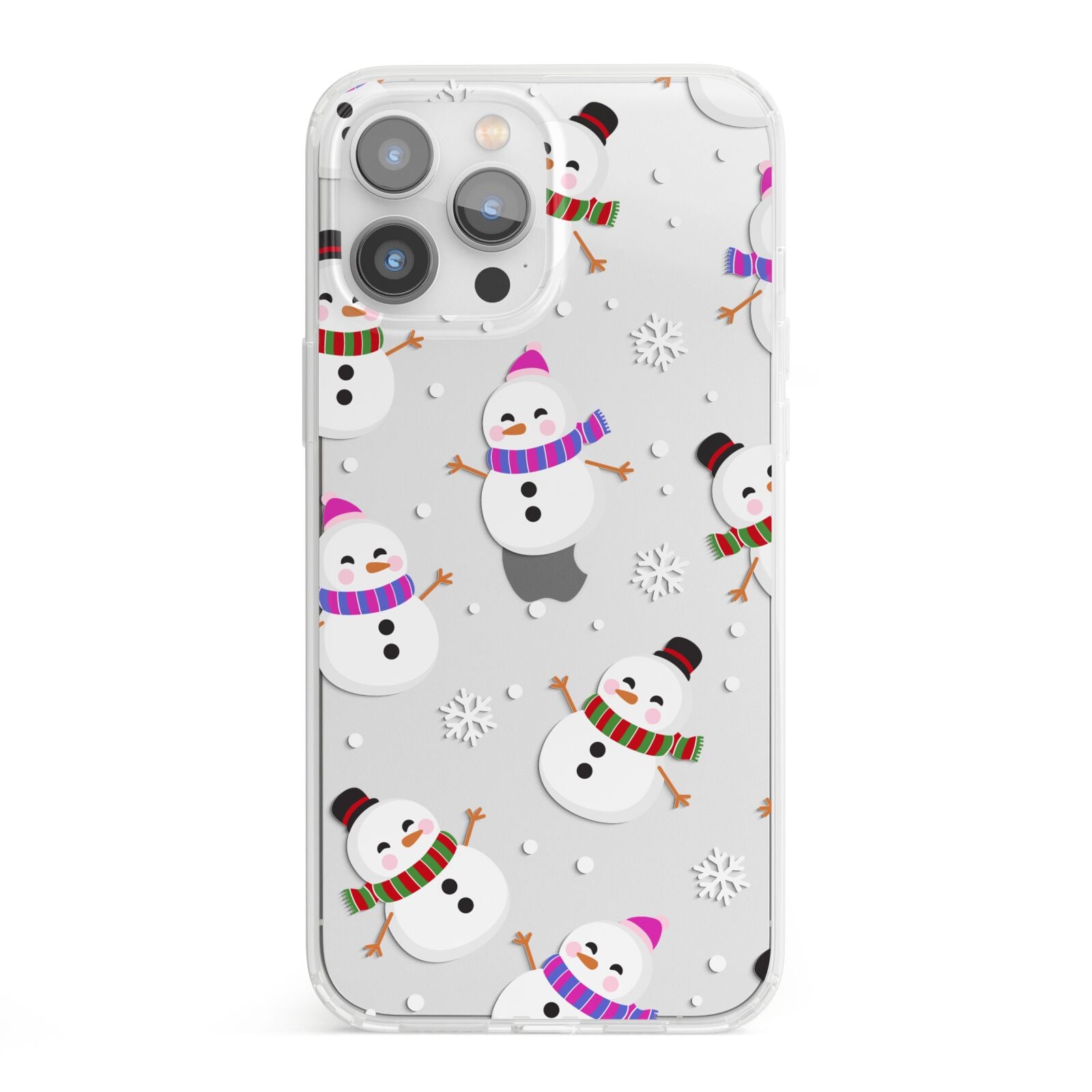 Happy Snowmen Illustrations iPhone 13 Pro Max Clear Bumper Case