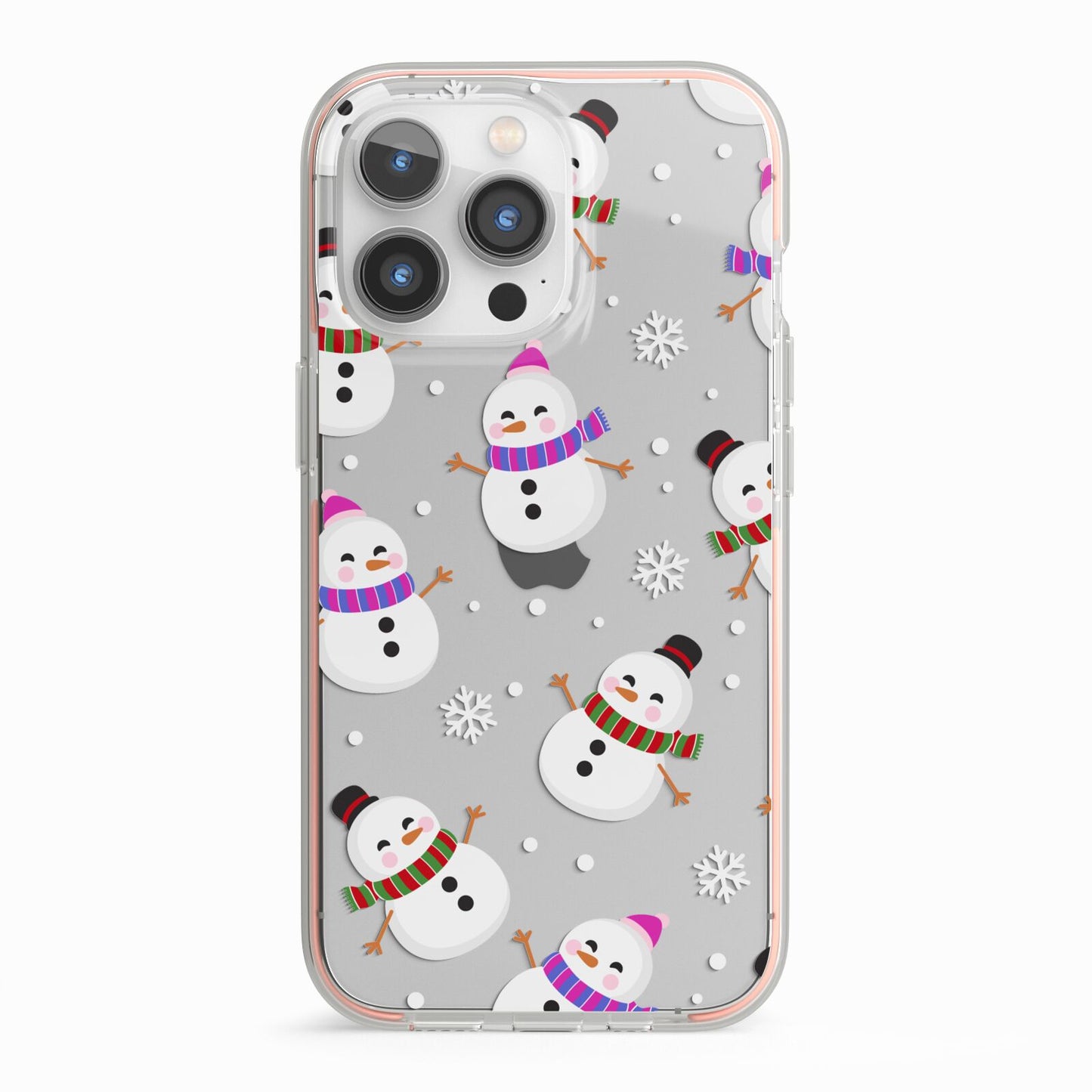 Happy Snowmen Illustrations iPhone 13 Pro TPU Impact Case with Pink Edges