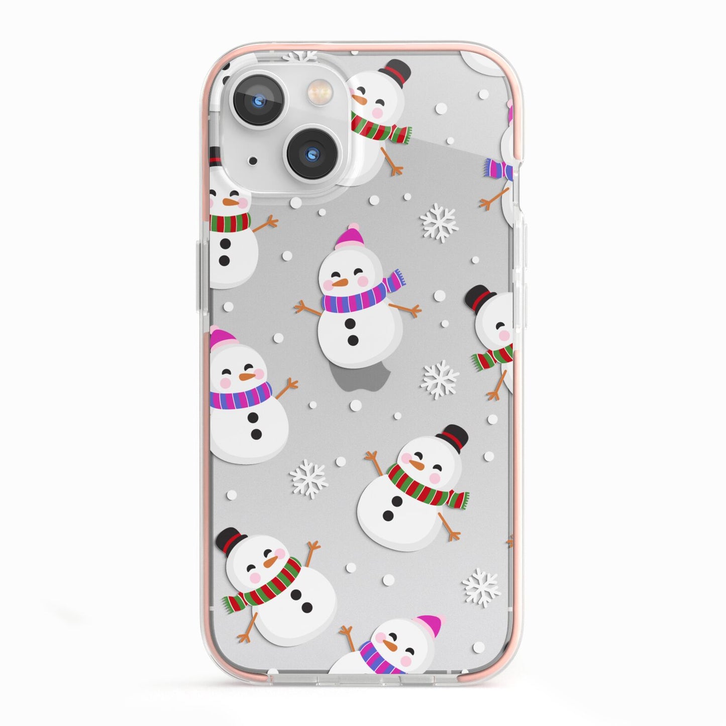 Happy Snowmen Illustrations iPhone 13 TPU Impact Case with Pink Edges