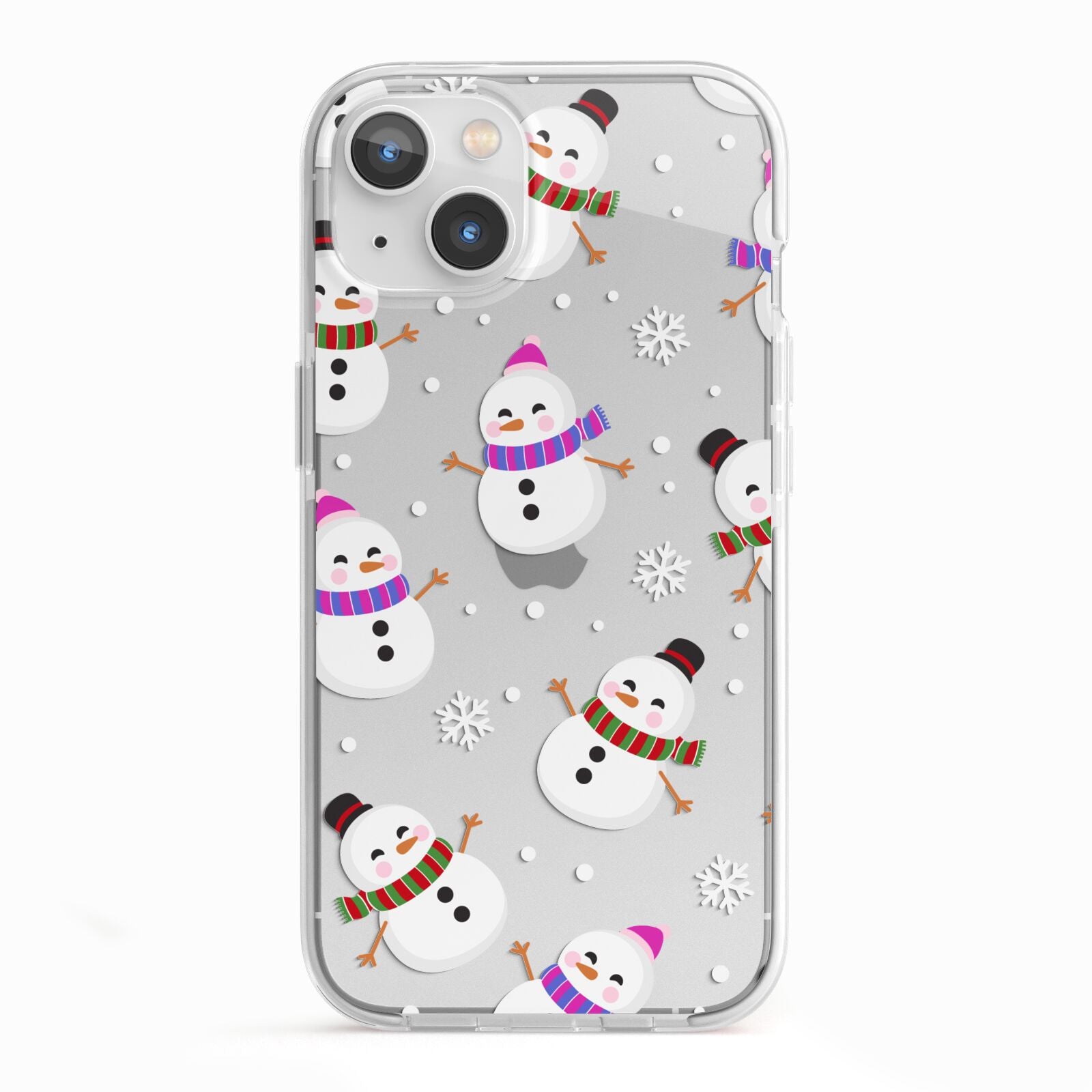 Happy Snowmen Illustrations iPhone 13 TPU Impact Case with White Edges