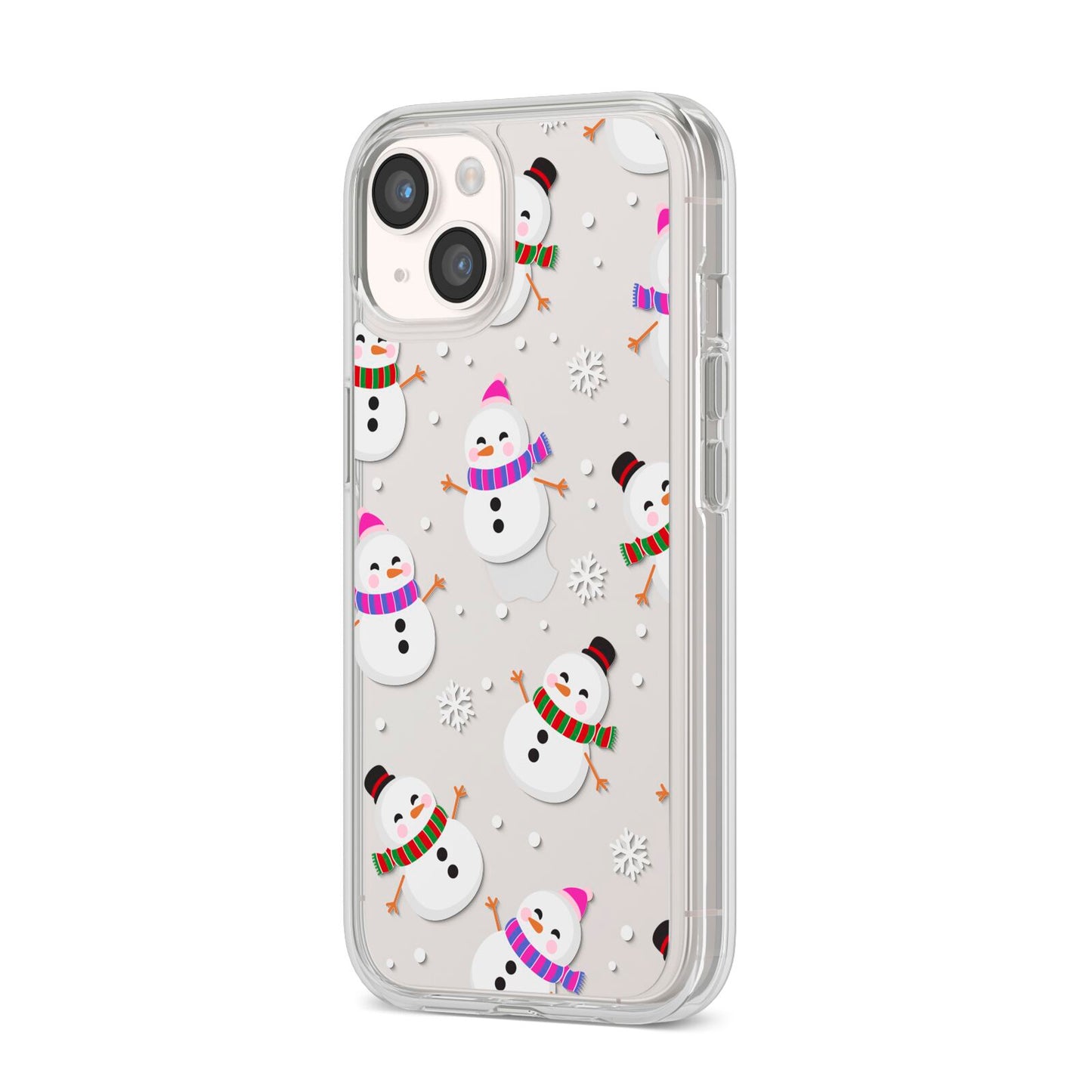 Happy Snowmen Illustrations iPhone 14 Clear Tough Case Starlight Angled Image