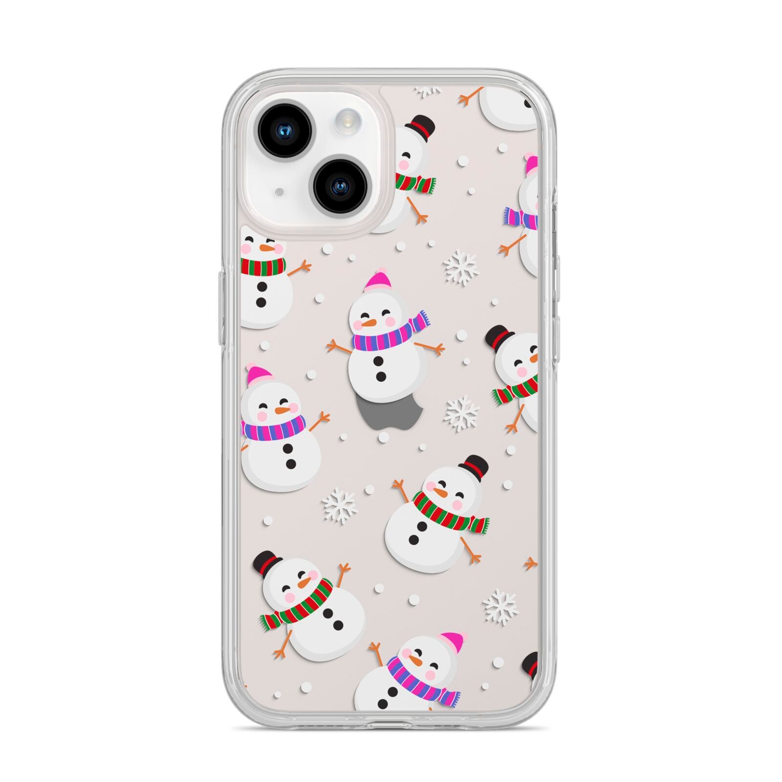 Happy Snowmen Illustrations iPhone 14 Clear Tough Case Starlight