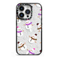 Happy Snowmen Illustrations iPhone 14 Pro Black Impact Case on Silver phone