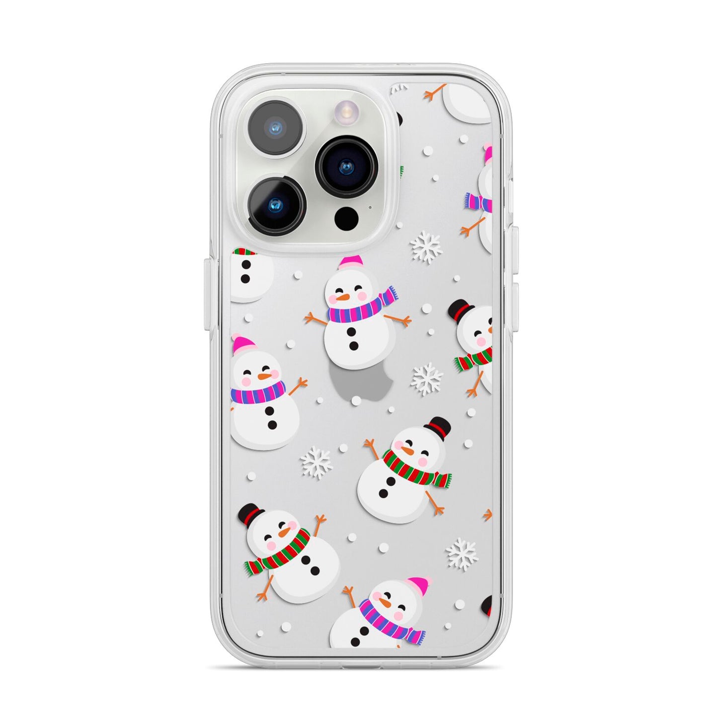 Happy Snowmen Illustrations iPhone 14 Pro Clear Tough Case Silver