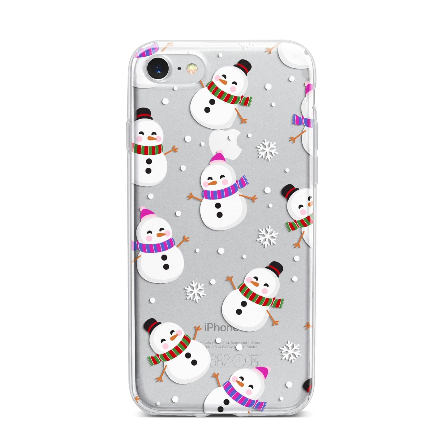 Happy Snowmen Illustrations iPhone 7 Bumper Case on Silver iPhone