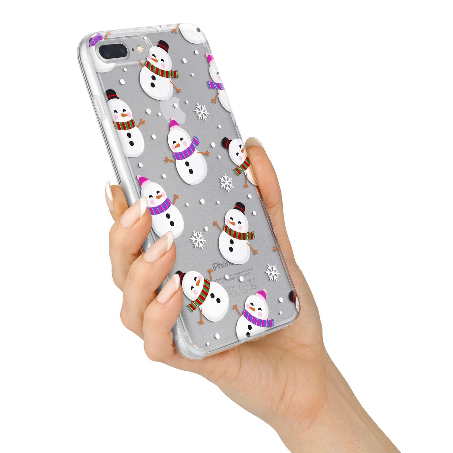 Happy Snowmen Illustrations iPhone 7 Plus Bumper Case on Silver iPhone Alternative Image