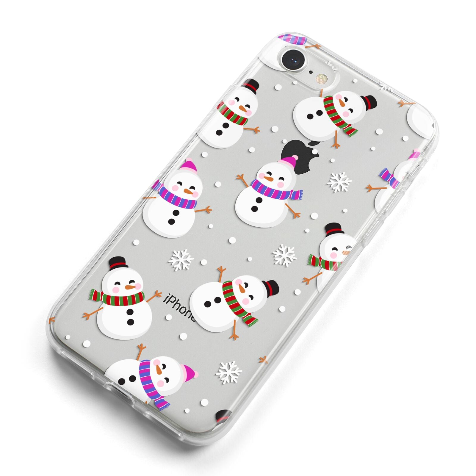 Happy Snowmen Illustrations iPhone 8 Bumper Case on Silver iPhone Alternative Image