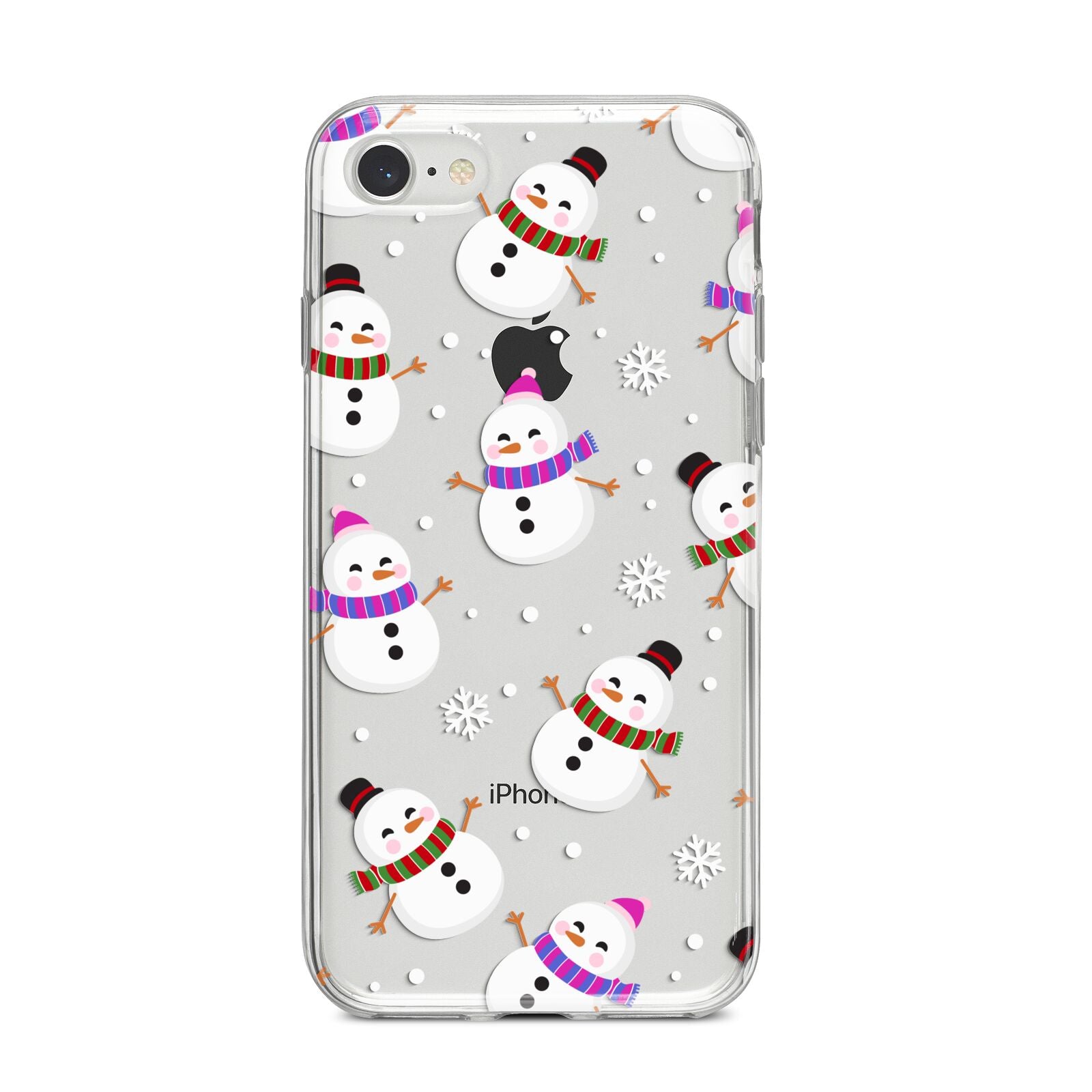 Happy Snowmen Illustrations iPhone 8 Bumper Case on Silver iPhone