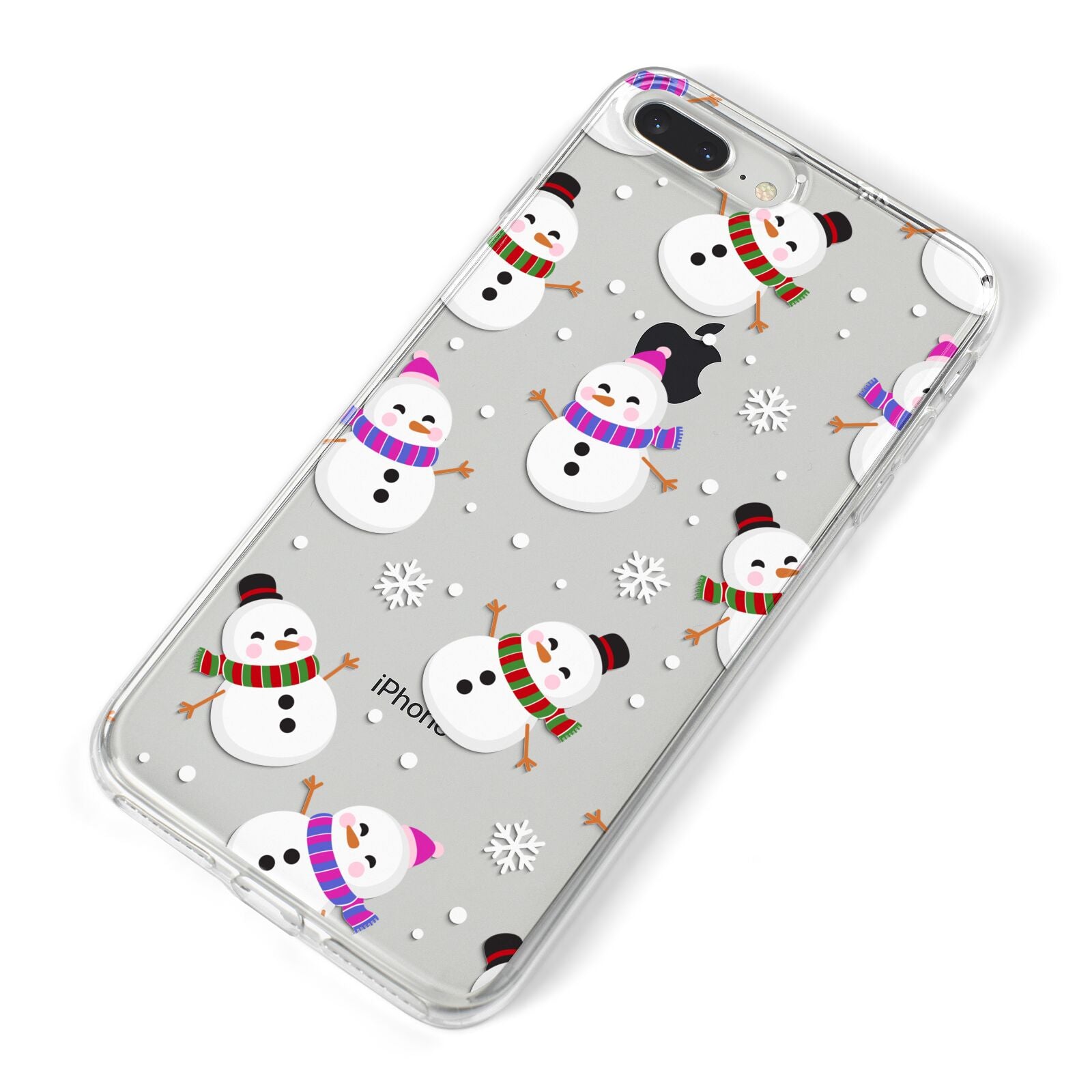 Happy Snowmen Illustrations iPhone 8 Plus Bumper Case on Silver iPhone Alternative Image
