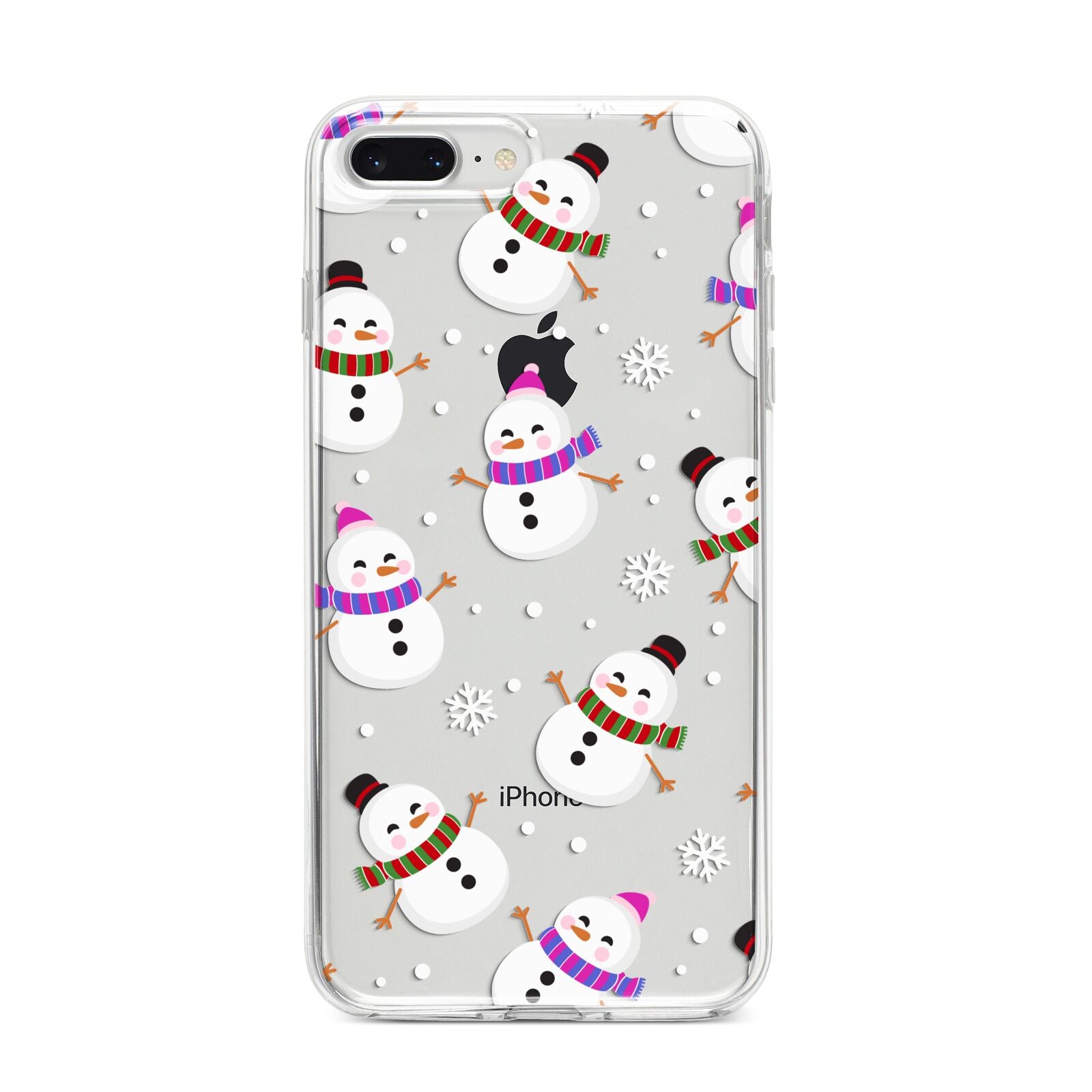 Happy Snowmen Illustrations iPhone 8 Plus Bumper Case on Silver iPhone