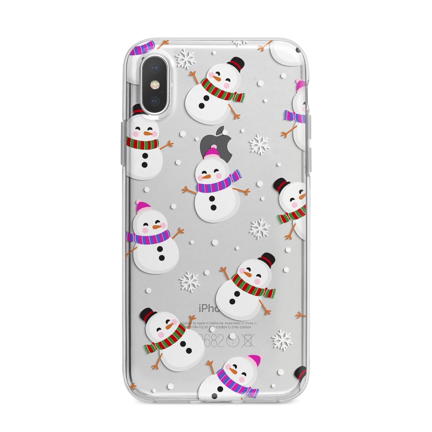 Happy Snowmen Illustrations iPhone X Bumper Case on Silver iPhone Alternative Image 1