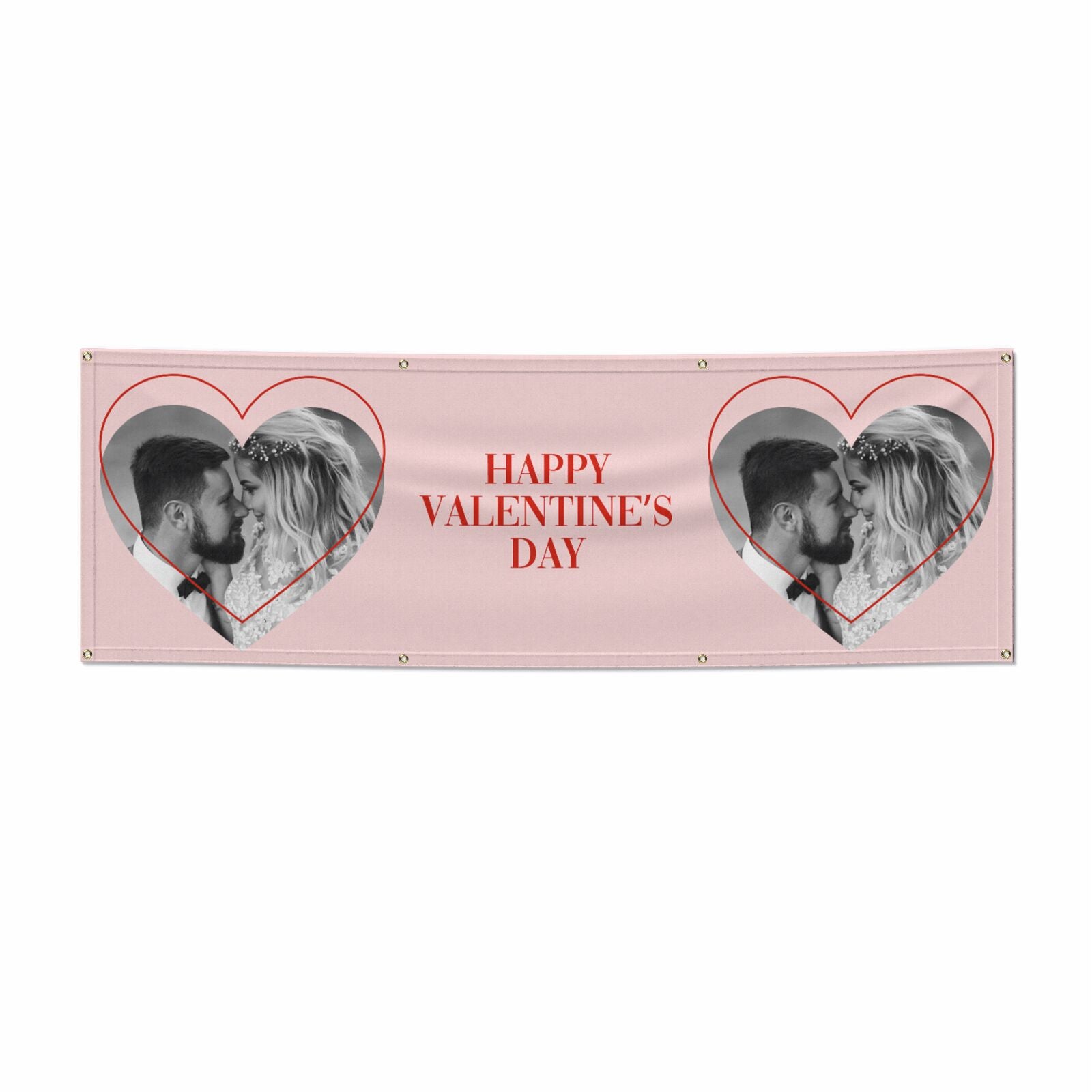 Happy Valentines Day Personalised Photo 6x2 Vinly Banner with Grommets
