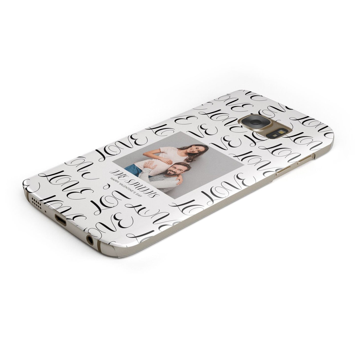 Happy Valentines Day Photo Upload Protective Samsung Galaxy Case Angled Image