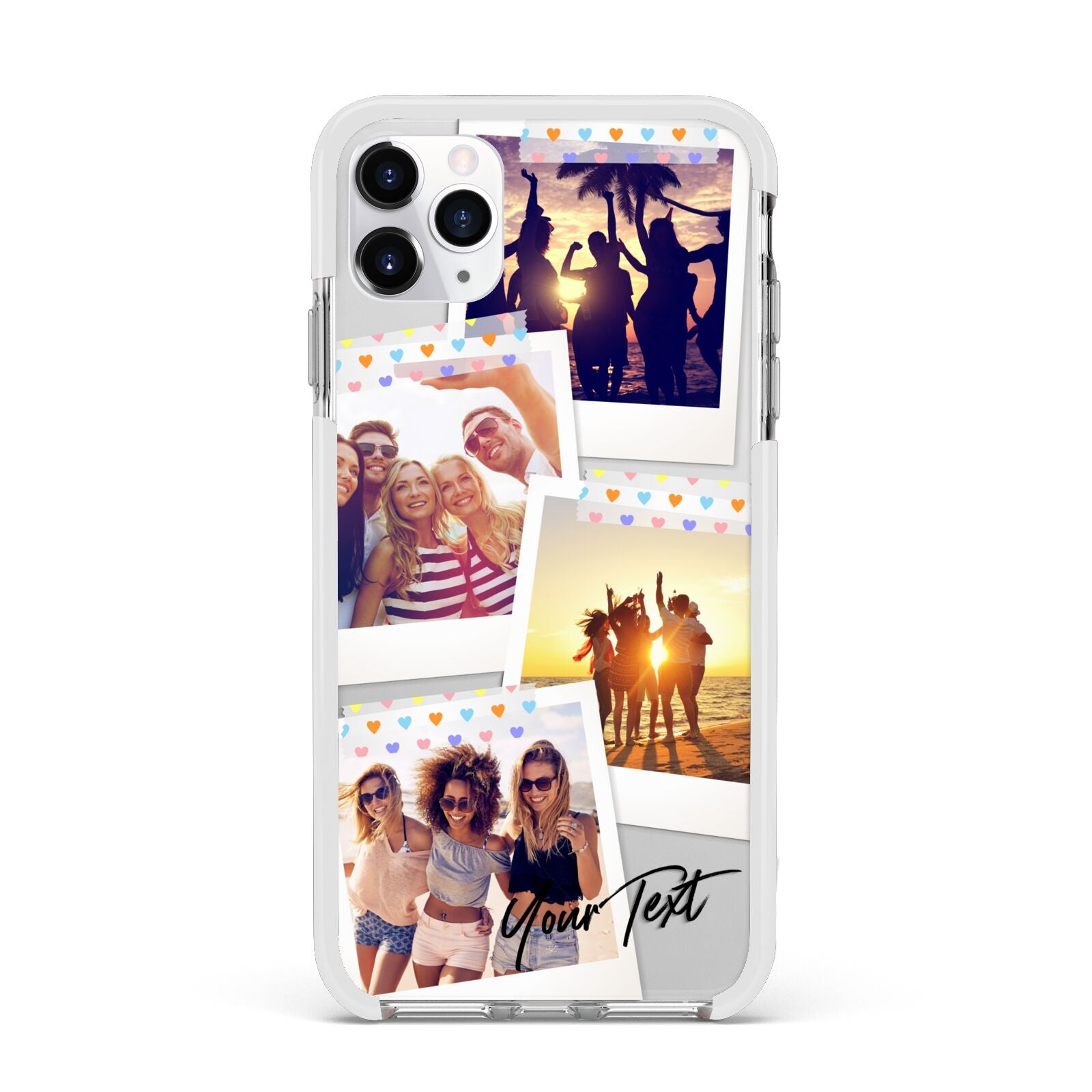 Heart Tape Photo with Text Apple iPhone 11 Pro Max in Silver with White Impact Case