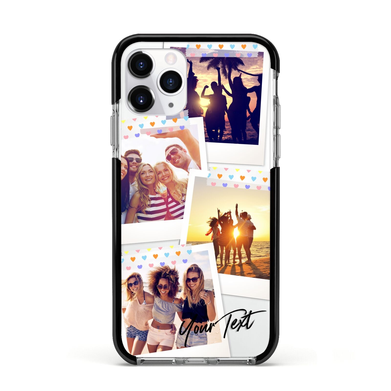 Heart Tape Photo with Text Apple iPhone 11 Pro in Silver with Black Impact Case