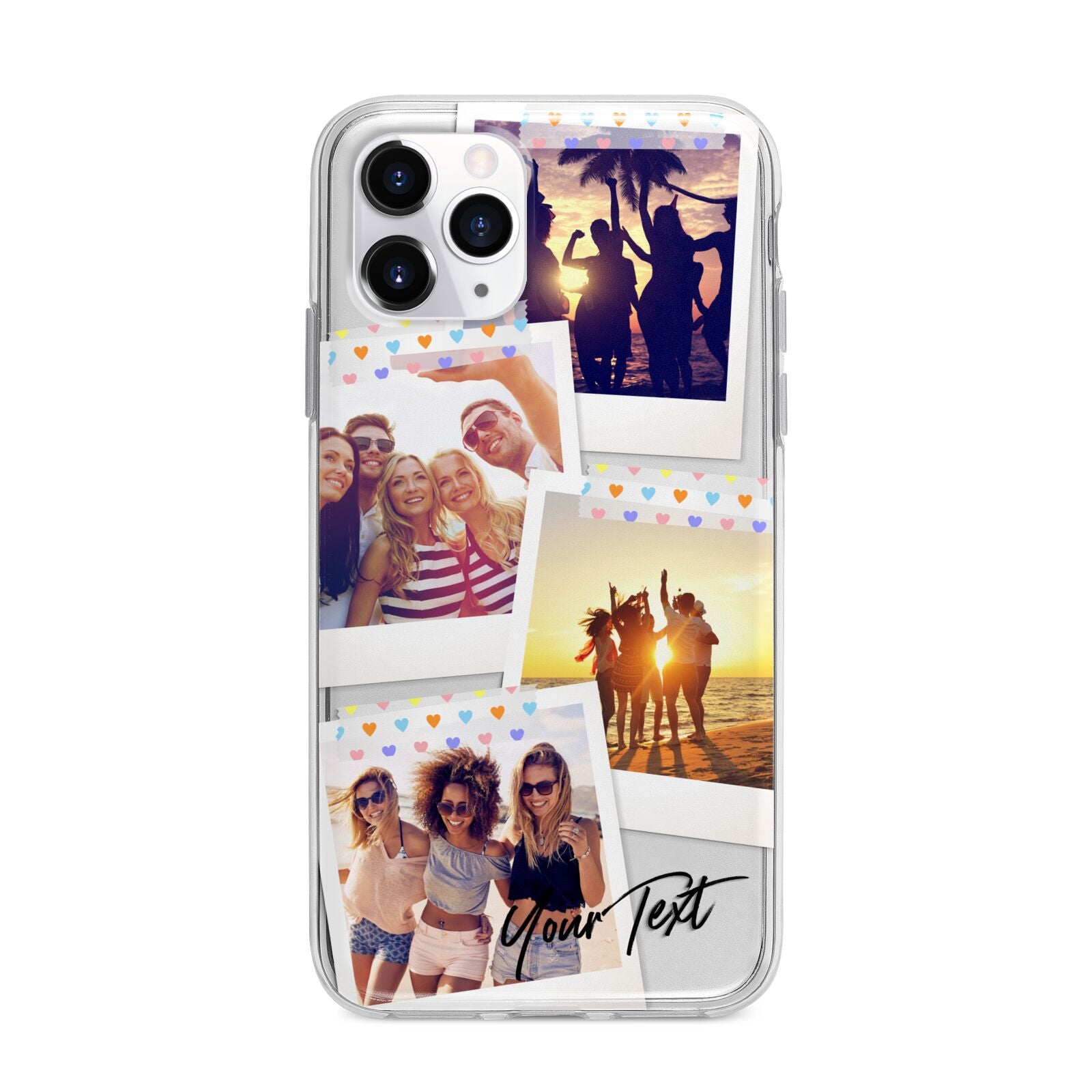 Heart Tape Photo with Text Apple iPhone 11 Pro in Silver with Bumper Case