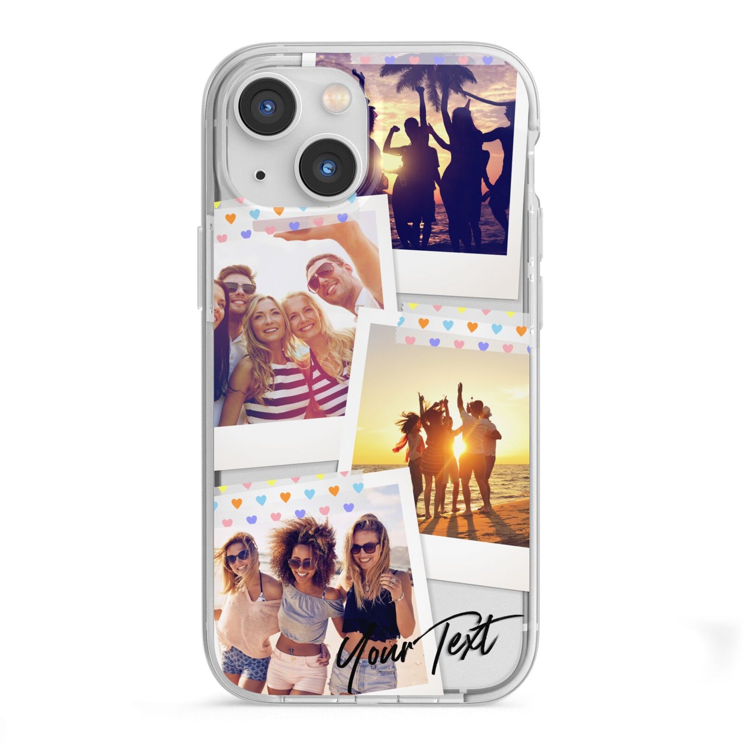 Heart Tape Photo with Text iPhone 13 Mini TPU Impact Case with White Edges