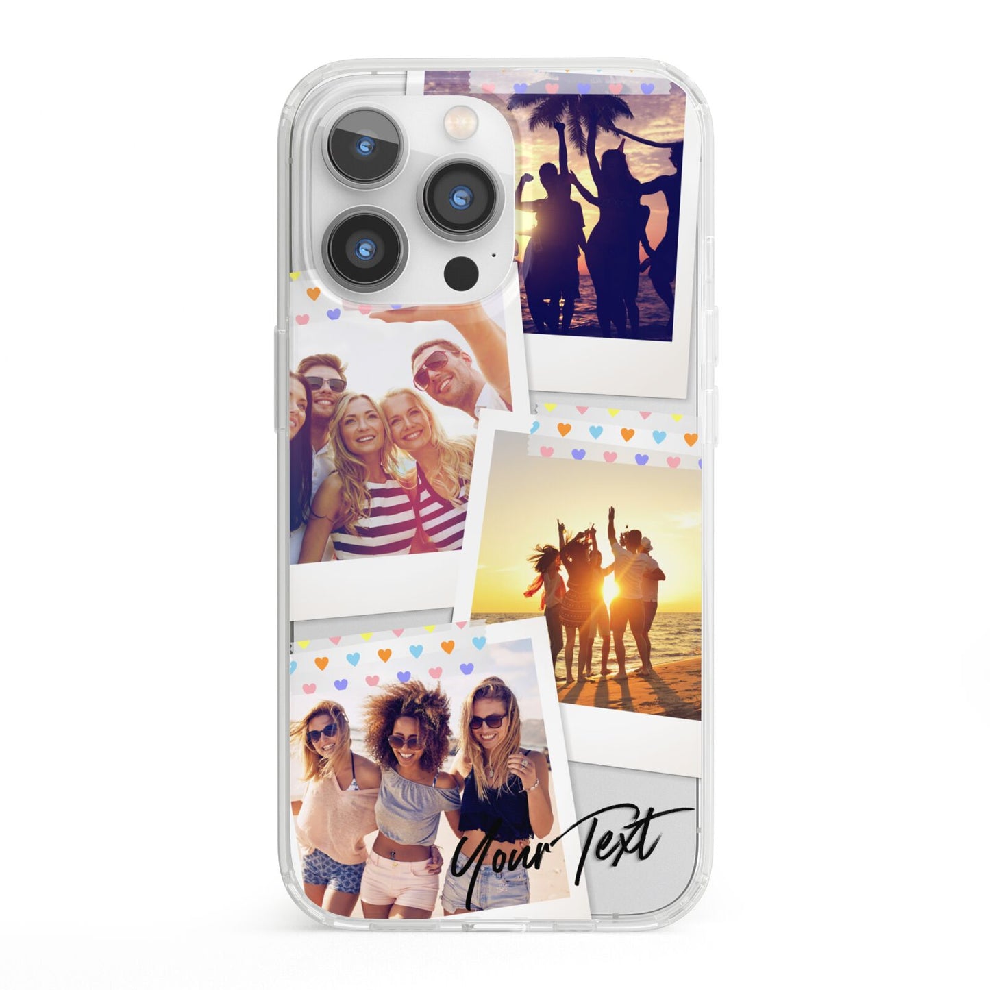Heart Tape Photo with Text iPhone 13 Pro Clear Bumper Case