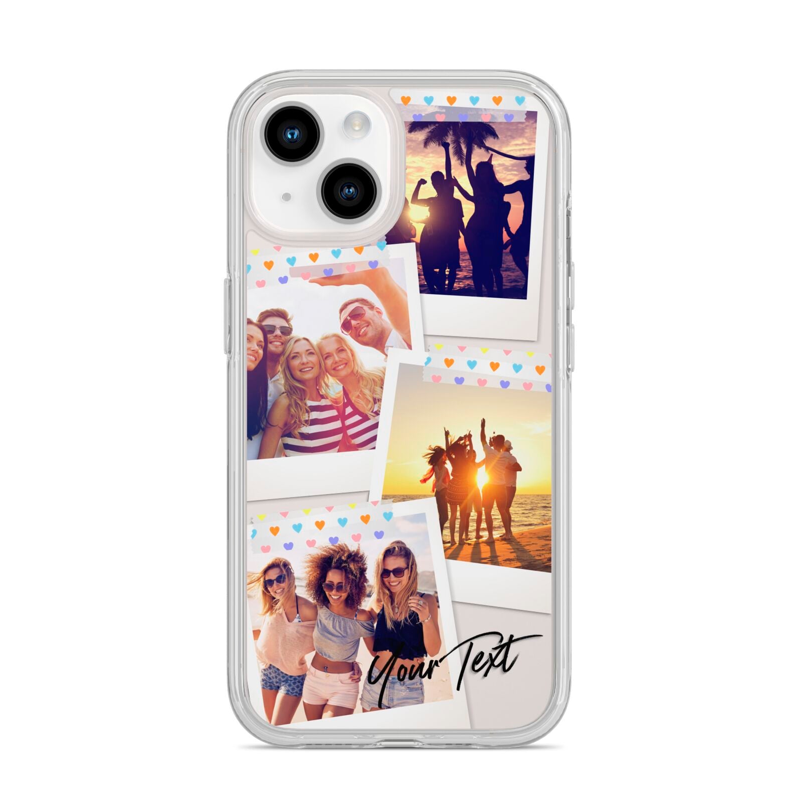 Heart Tape Photo with Text iPhone 14 Clear Tough Case Starlight