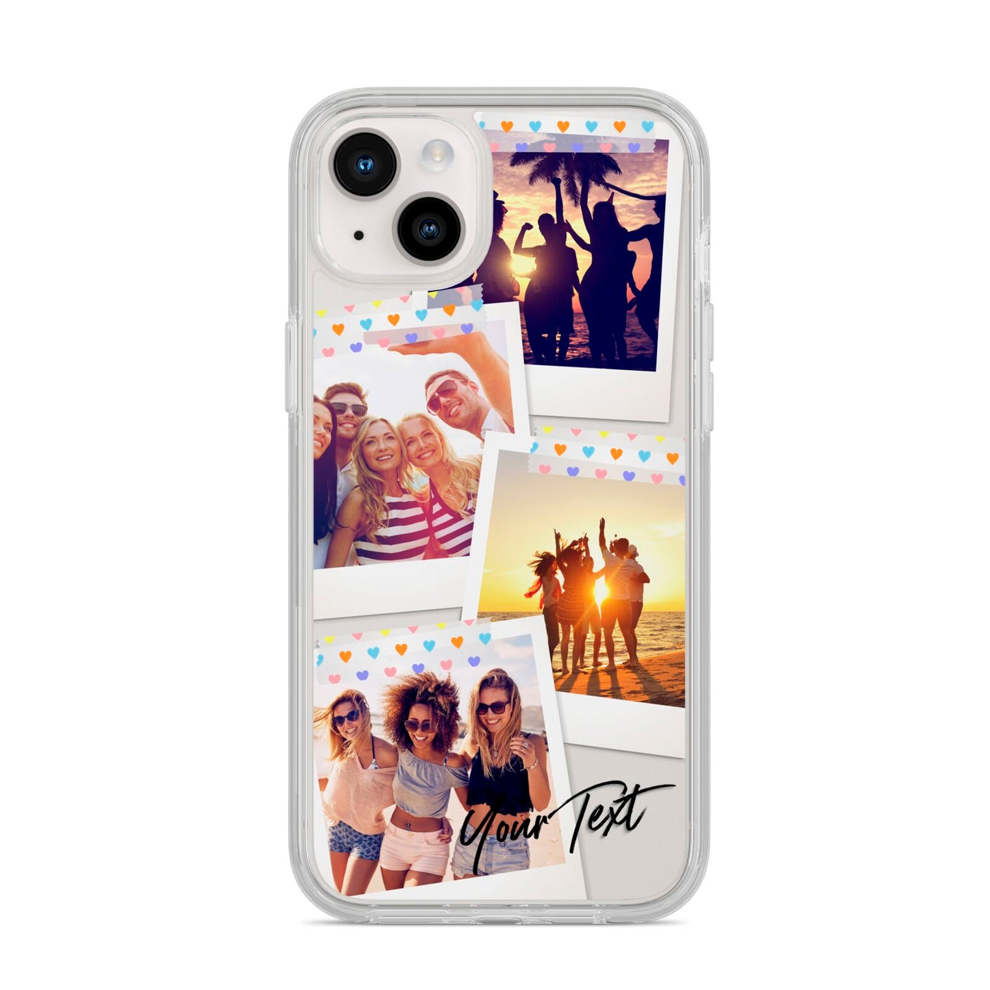 Heart Tape Photo with Text iPhone 14 Plus Clear Tough Case Starlight