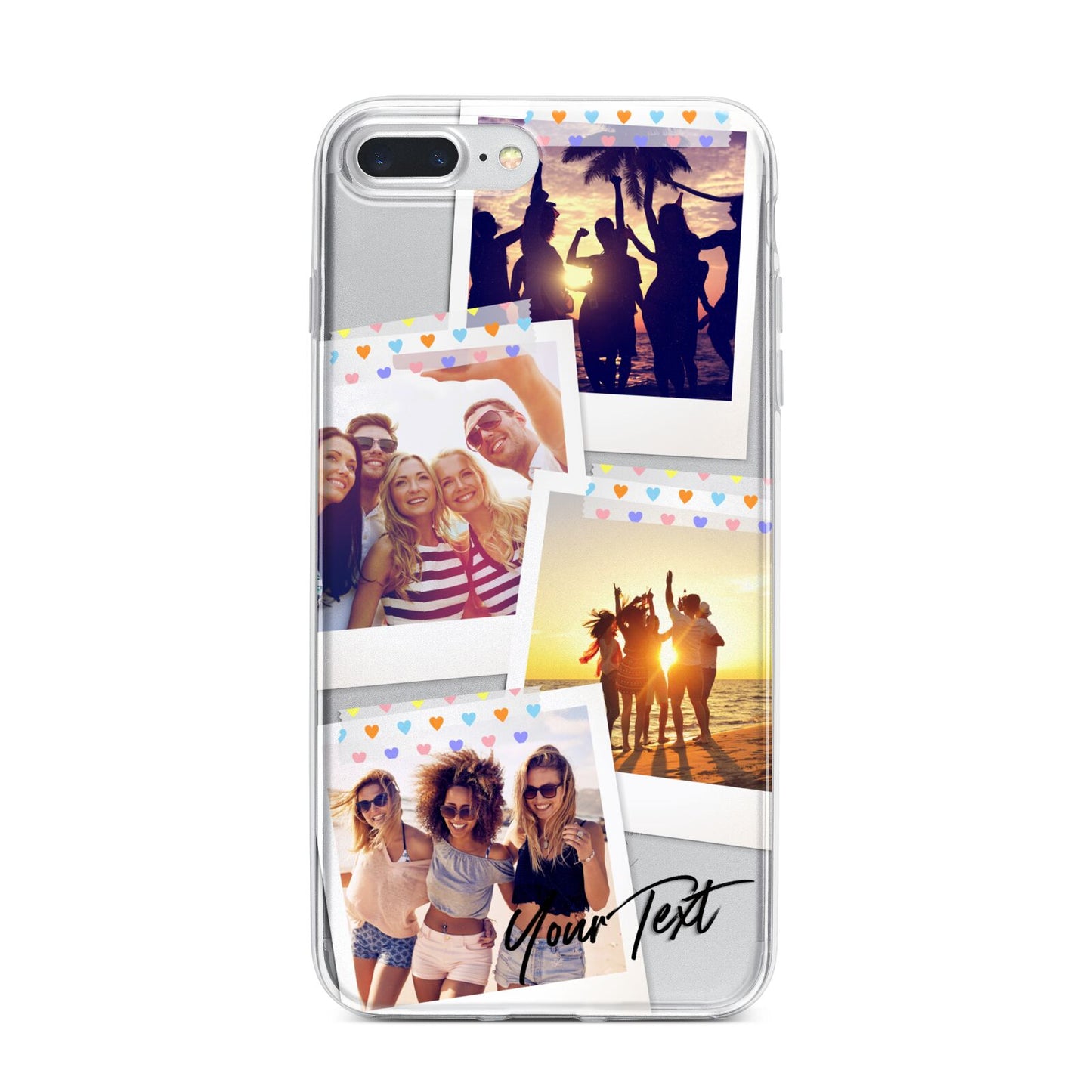 Heart Tape Photo with Text iPhone 7 Plus Bumper Case on Silver iPhone