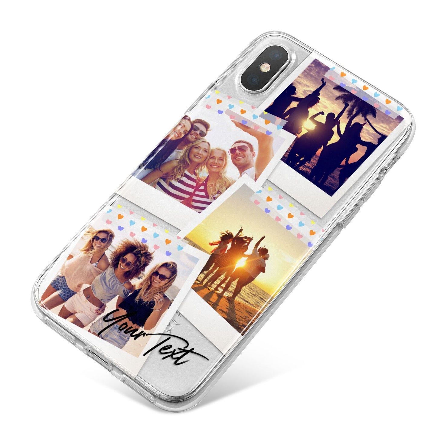 Heart Tape Photo with Text iPhone X Bumper Case on Silver iPhone