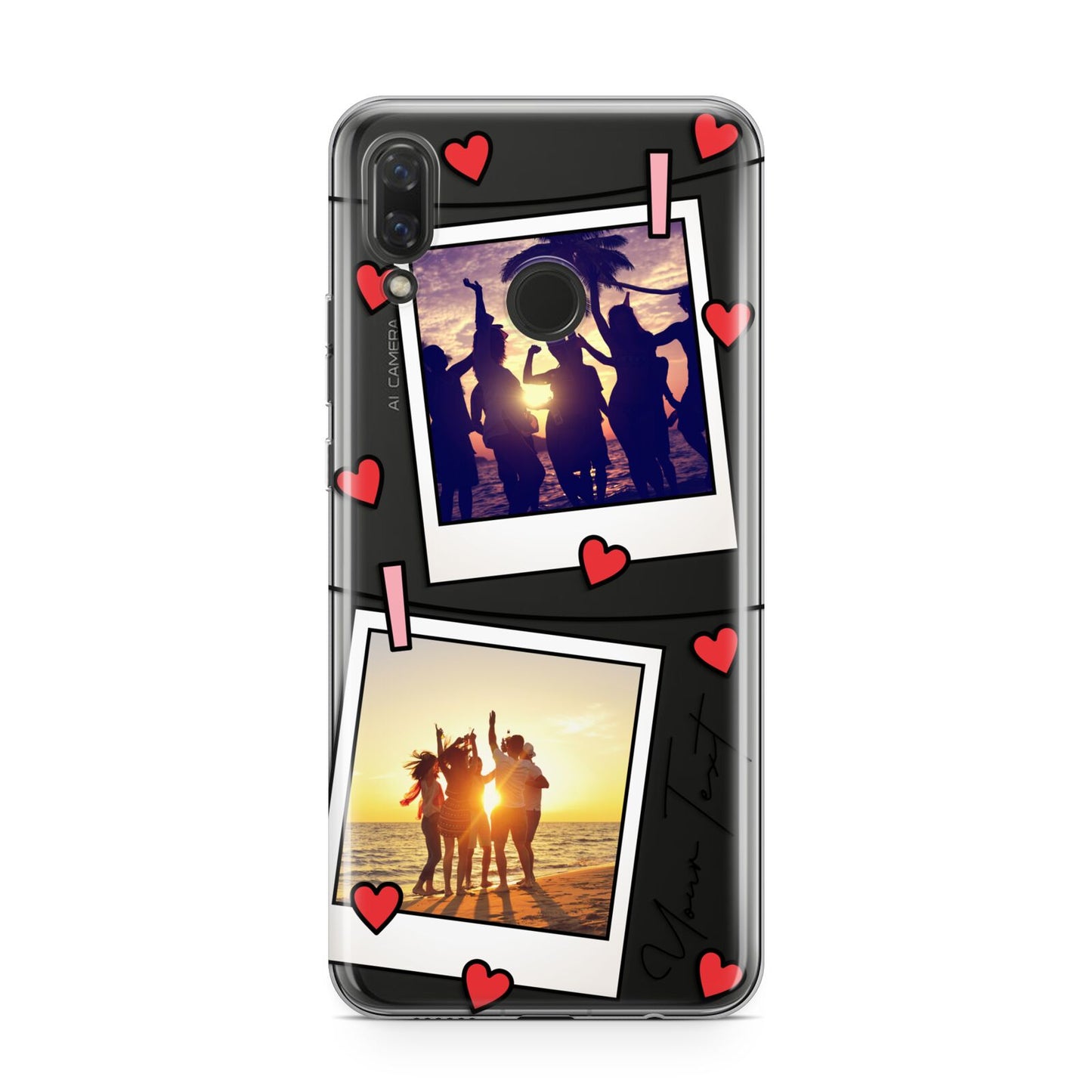 Hearts Photo Montage Upload with Text Huawei Nova 3 Phone Case