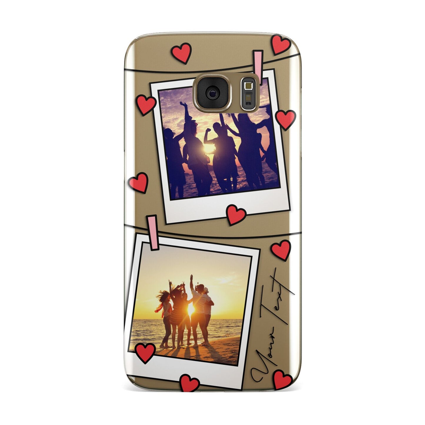 Hearts Photo Montage Upload with Text Samsung Galaxy Case