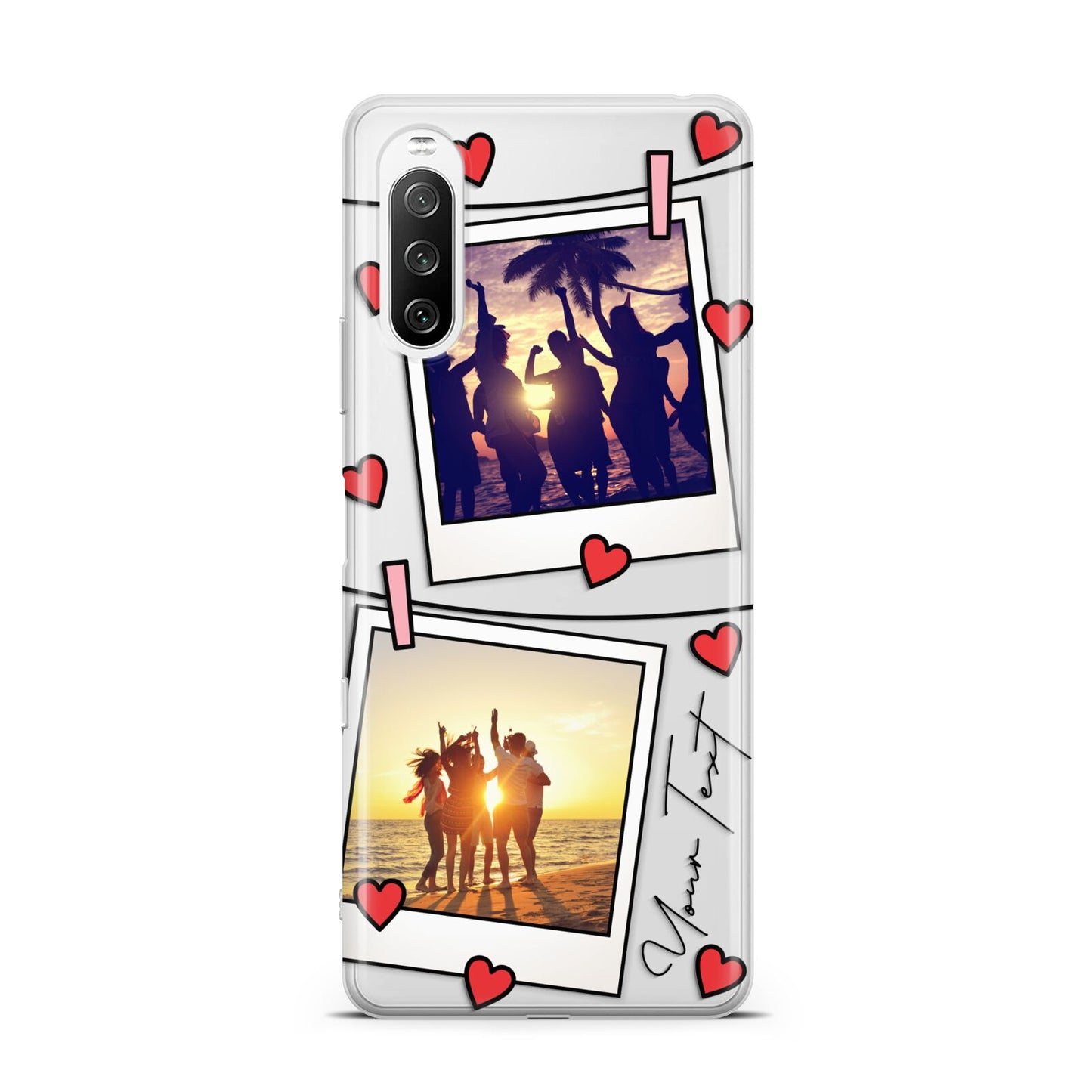 Hearts Photo Montage Upload with Text Sony Xperia 10 III Case