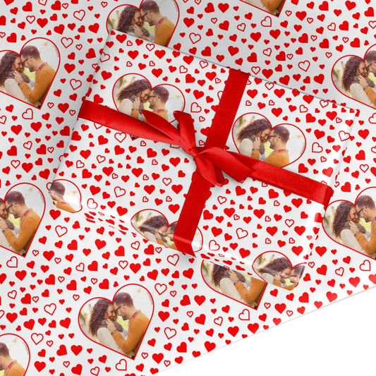 Hearts with Photo Custom Wrapping Paper