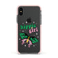 Hippie Girl Apple iPhone Xs Impact Case Pink Edge on Black Phone