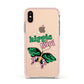Hippie Girl Apple iPhone Xs Impact Case Pink Edge on Gold Phone