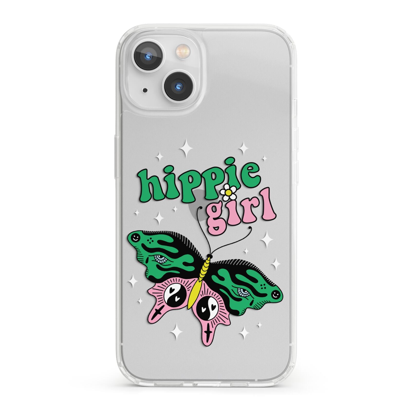 Hippie Girl iPhone 13 Clear Bumper Case