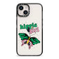 Hippie Girl iPhone 14 Black Impact Case on Silver phone