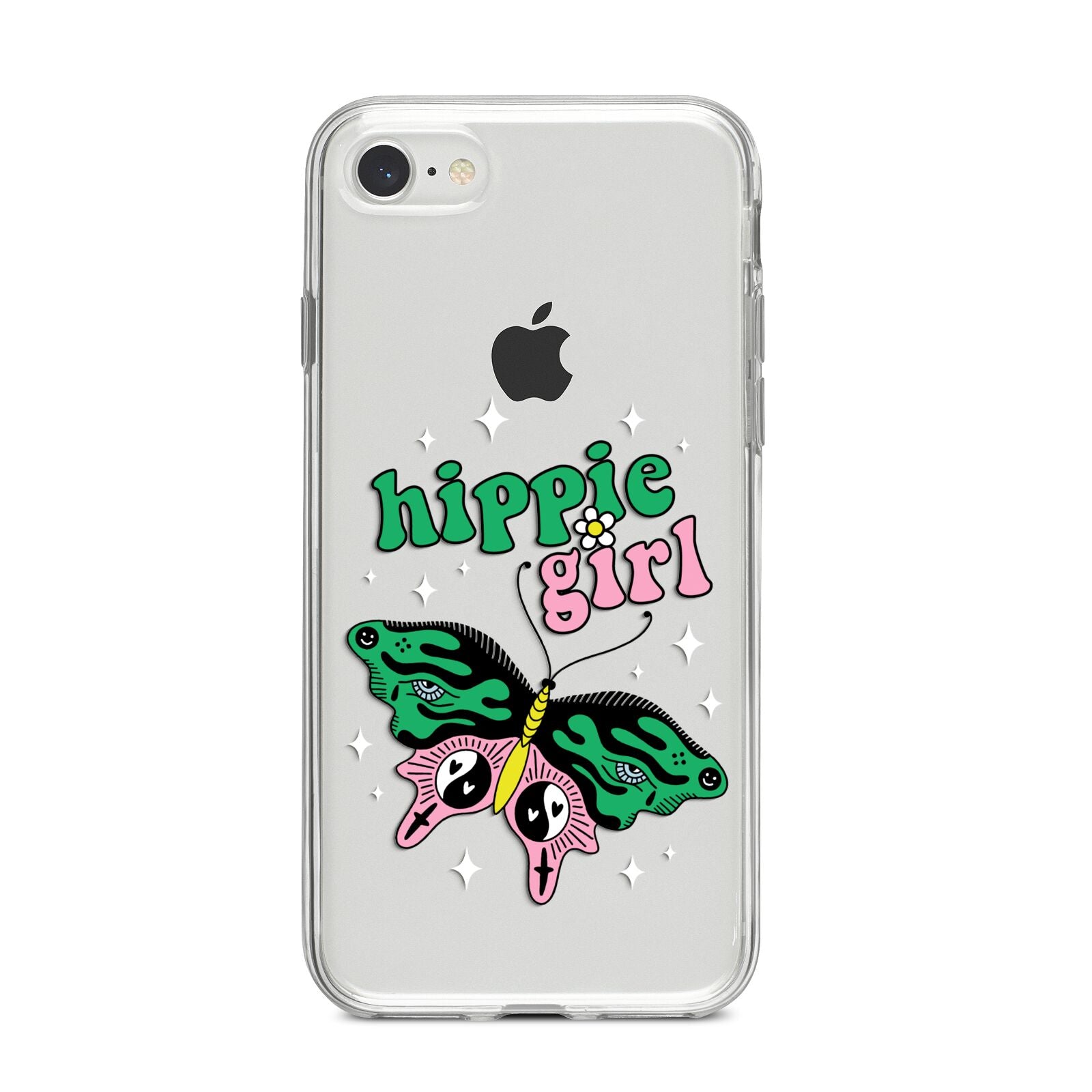 Hippie Girl iPhone 8 Bumper Case on Silver iPhone